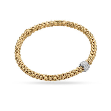 FOPE 'SOLO' 18CT YELLOW GOLD AND 18CT WHITE GOLD PAVE DIAMOND RONDELLE BRACELET
