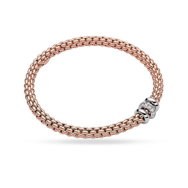 FOPE 'FLEX'IT SOLO' 18CT ROSE GOLD AND 18CT WHITE GOLD PAVE DIAMOND BRACELET