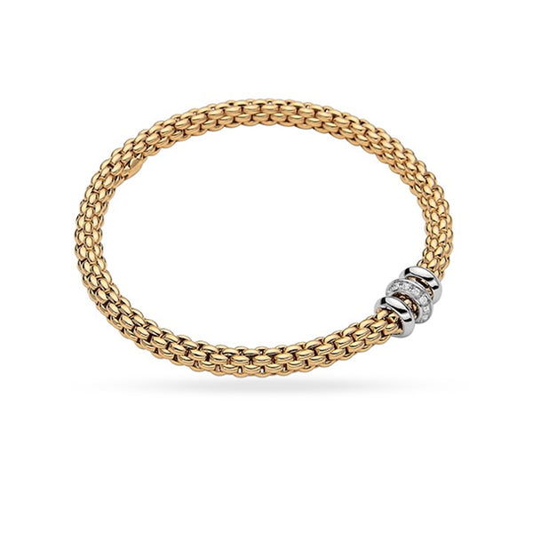 FOPE 'FLEX'IT SOLO' 18CT YELLOW GOLD AND 18CT WHITE GOLD PAVE DIAMOND BRACELET (Image 1)