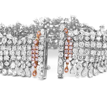 'FANCY' 18CT WHITE GOLD DIAMOND BRACELET WITH 18CT ROSE GOLD AND ARGYLE PINK DIAMOND CLASP