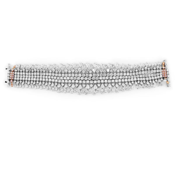 'FANCY' 18CT WHITE GOLD DIAMOND BRACELET WITH 18CT ROSE GOLD AND ARGYLE PINK DIAMOND CLASP (Image 6)