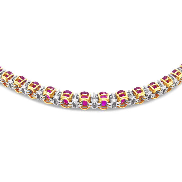 18CT YELLOW GOLD AND WHITE GOLD RUBY AND DIAMOND BRACELET (Image 4)