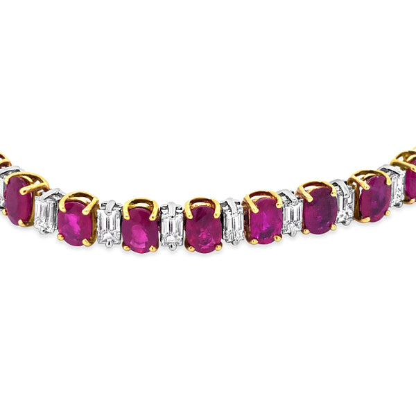 18CT YELLOW GOLD AND WHITE GOLD RUBY AND DIAMOND BRACELET (Image 2)