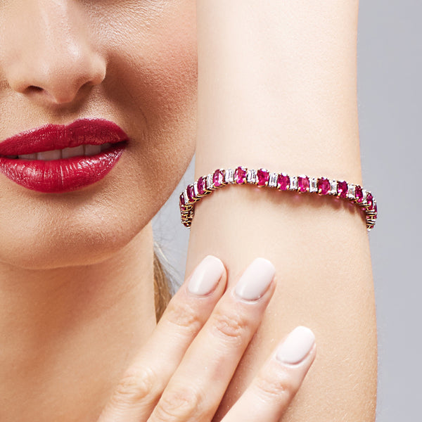 18CT YELLOW GOLD AND WHITE GOLD RUBY AND DIAMOND BRACELET (Image 5)