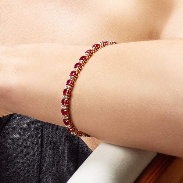 18CT YELLOW GOLD AND WHITE GOLD RUBY AND DIAMOND BRACELET (Image 6)