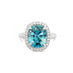 18CT WHITE GOLD OVAL BLUE ZIRCON AND DIAMOND RING (Thumbnail 1)
