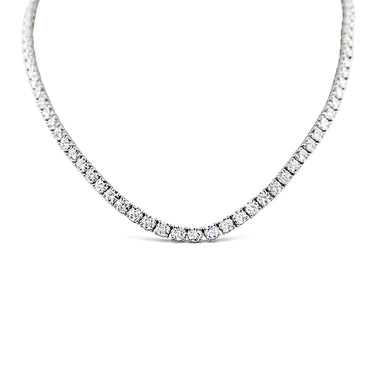 18CT WHITE GOLD 26.66CT DIAMOND LINE NECKLACE WITH ARGYLE PINK DIAMONDS IN CLASP