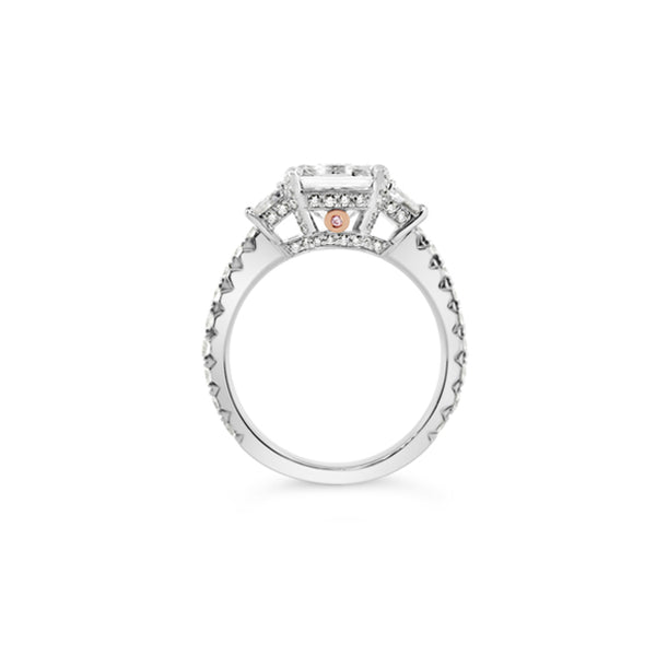 PLATINUM AND ROSE GOLD ASSCHER CUT ROUND BRILLIANT CUT PINK AND WHITE DIAMOND RING (Image 4)