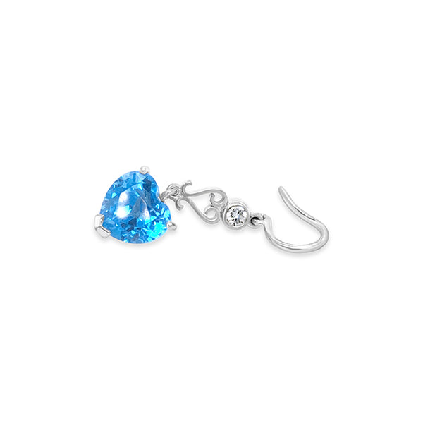 18CT WHITE GOLD BLUE TOPAZ AND DIAMOND DROP EARRINGS (Image 4)