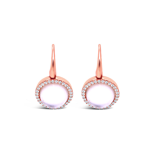 'COCKTAIL' 18CT ROSE GOLD QUARTZ, MOTHER OF PEARL AND DIAMOND DROP EARRINGS (Image 2)