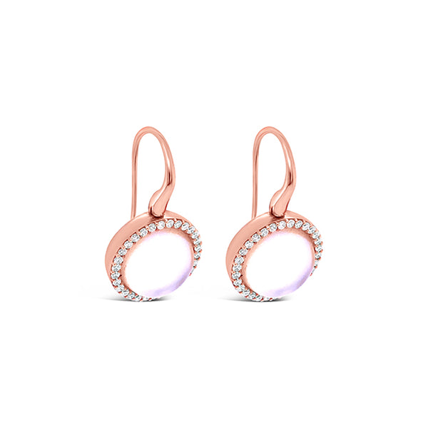 'COCKTAIL' 18CT ROSE GOLD QUARTZ, MOTHER OF PEARL AND DIAMOND DROP EARRINGS (Image 3)
