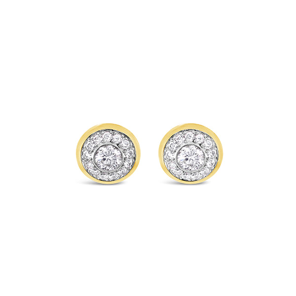 18CT YELLOW GOLD AND WHITE GOLD DIAMOND "GRACE" STUD EARRINGS (Image 1)