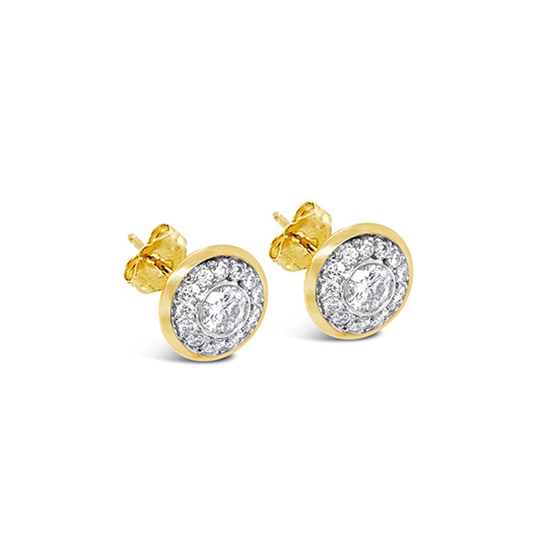 18CT YELLOW GOLD AND WHITE GOLD DIAMOND "GRACE" STUD EARRINGS (Image 2)
