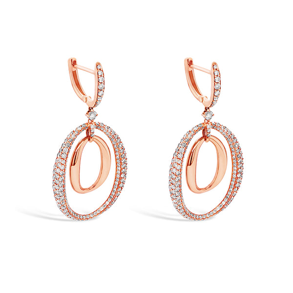 18CT ROSE GOLD AND CHAMPAGNE DIAMOND PAVE SET DROP EARRINGS (Image 2)