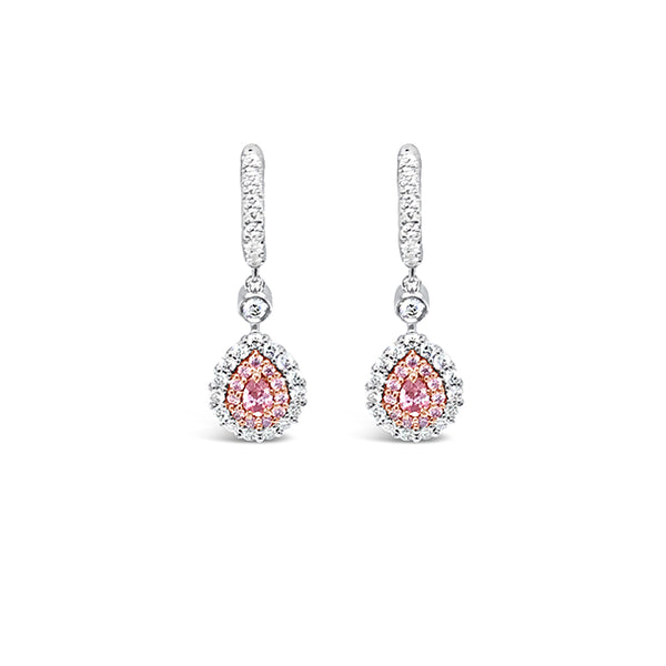 18CT WHITE GOLD AND 18CT ROSE GOLD ARGYLE PINK DIAMOND AND WHITE DIAMOND EARRINGS (Image 2)