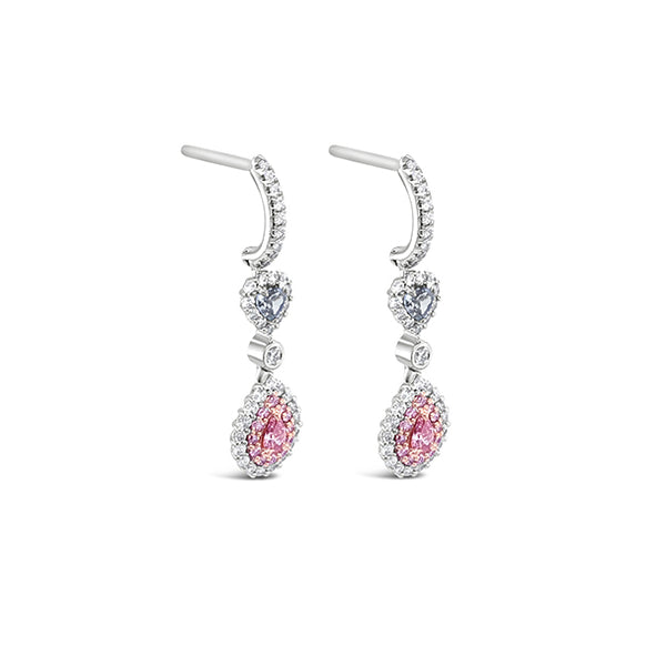 18CT WHITE GOLD AND 18CT ROSE GOLD ARGYLE PINK DIAMOND AND WHITE DIAMOND EARRINGS (Image 2)