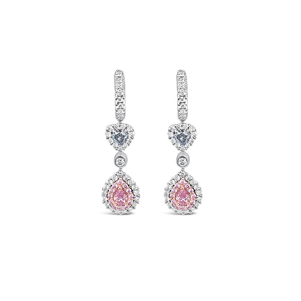 18CT WHITE GOLD AND 18CT ROSE GOLD ARGYLE PINK DIAMOND AND WHITE DIAMOND EARRINGS (Image 1)