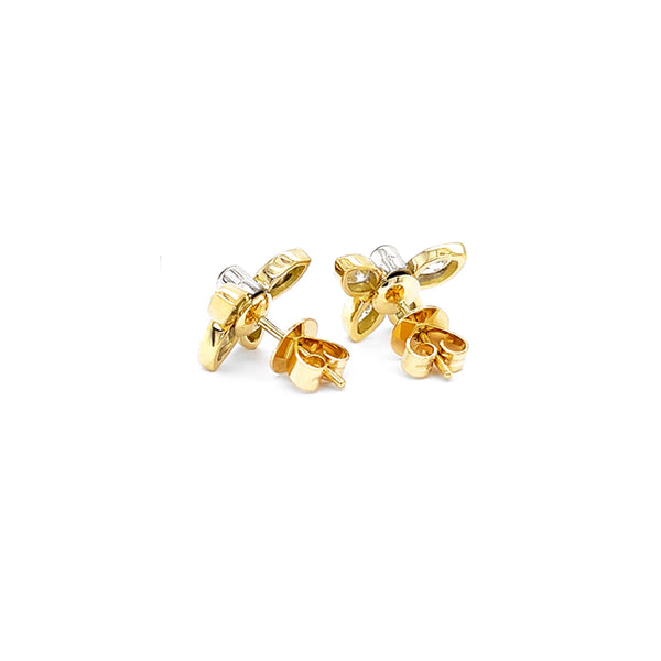'BUTTERFLY' 18CT YELLOW GOLD AND 18CT WHITE GOLD WHITE DIAMOND AND COGNAC DIAMOND STUD EARRINGS (Image 4)
