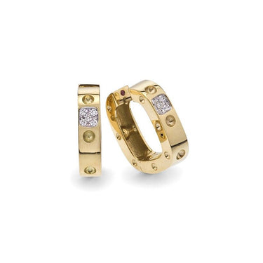 ROBERTO COIN 'POIS MOI' 18CT ROSE GOLD DIAMOND SET CUFF-HOOP EARRINGS