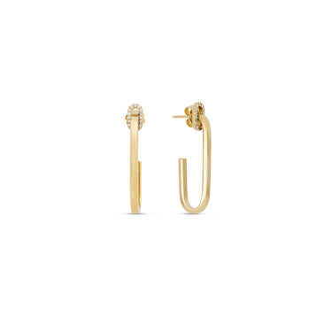 ROBERTO COIN ‘NAVARRA’ 18CT YELLOW GOLD DIAMOND HOOP EARRINGS