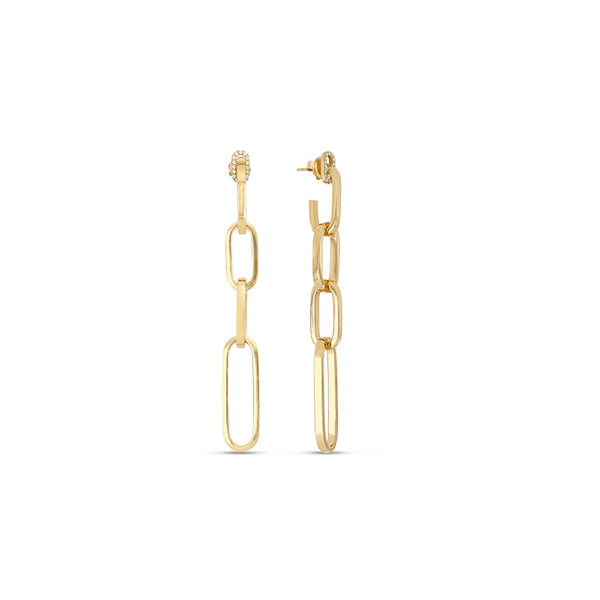 ROBERTO COIN ‘NAVARRA’ 18CT YELLOW GOLD DIAMOND DROP EARRINGS (Image 1)