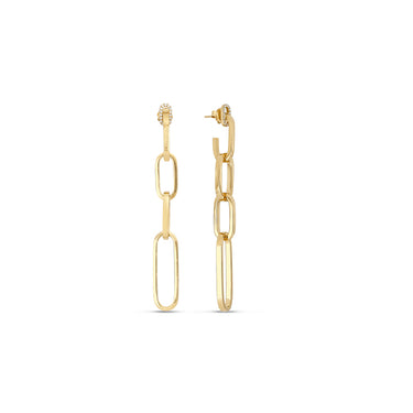 ROBERTO COIN ‘NAVARRA’ 18CT YELLOW GOLD DIAMOND DROP EARRINGS