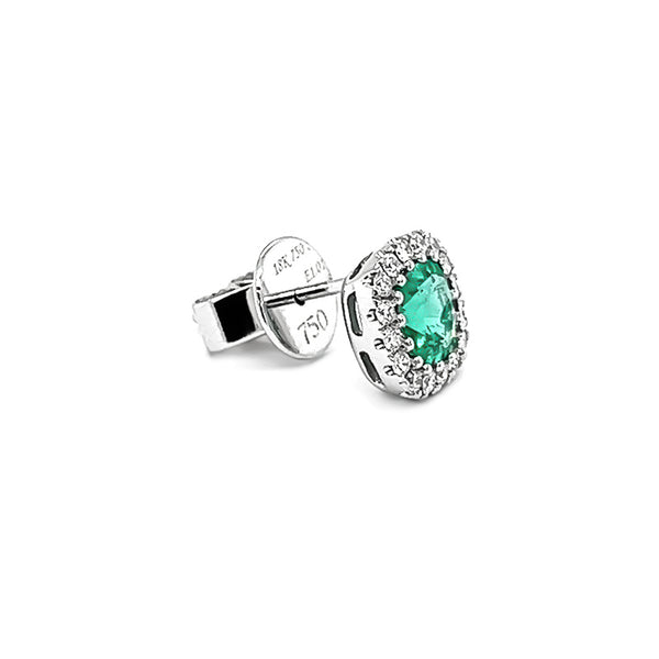 18CT WHITE GOLD EMERALD AND DIAMOND EARRINGS (Image 2)