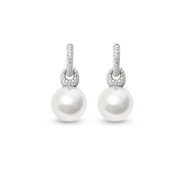 AUTORE 18CT WHITE GOLD SOUTH SEA PEARL AND DIAMOND EARRINGS (Image 1)