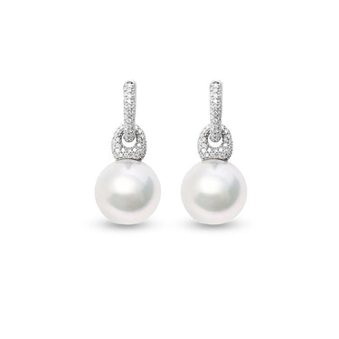 AUTORE 18CT WHITE GOLD SOUTH SEA PEARL AND DIAMOND EARRINGS