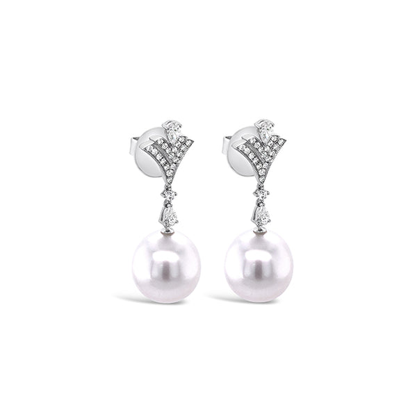 KAILIS 18CT WHITE GOLD "CHARLESTON" SOUTH SEA PEARL DROP EARRINGS (Image 2)