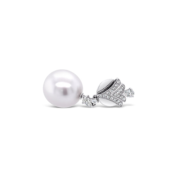 KAILIS 18CT WHITE GOLD "CHARLESTON" SOUTH SEA PEARL DROP EARRINGS (Image 3)