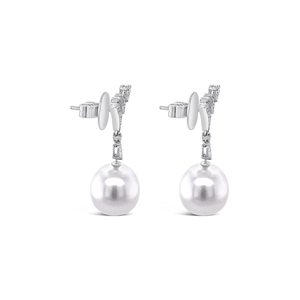 KAILIS 18CT WHITE GOLD "CHARLESTON" SOUTH SEA PEARL DROP EARRINGS (Image 4)