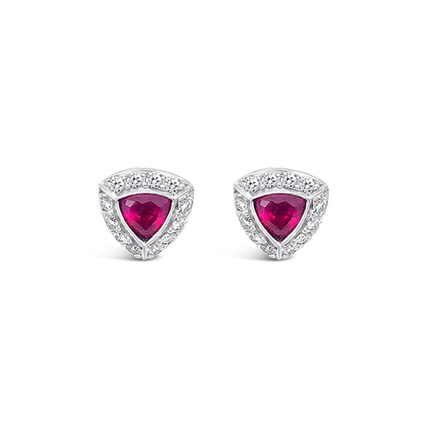 18CT WHITE GOLD RUBY AND DIAMOND 'GRACE' STUD EARRINGS (Image 2)