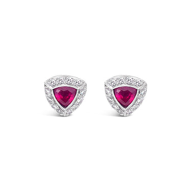 18CT WHITE GOLD RUBY AND DIAMOND 'GRACE' STUD EARRINGS