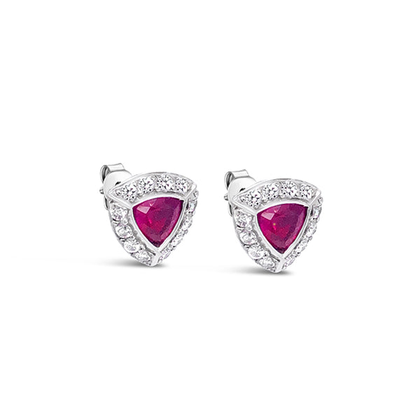 18CT WHITE GOLD RUBY AND DIAMOND 'GRACE' STUD EARRINGS (Image 3)