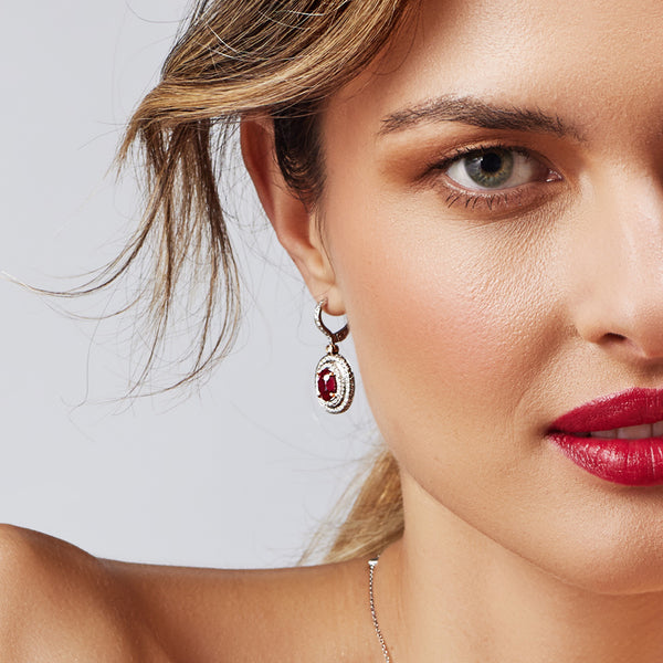 PICCHIOTTI 18CT WHITE GOLD AND ROSE GOLD RUBY AND DIAMOND DROP EARRINGS (Image 3)
