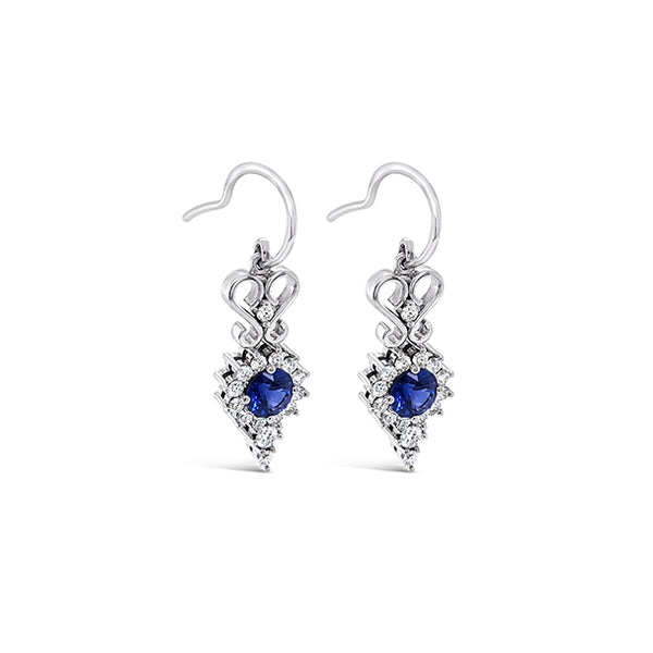 18CT WHITE GOLD SAPPHIRE AND DIAMOND DROP EARRINGS (Image 2)