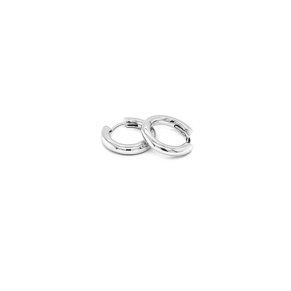 KAILIS 'SHIMMER TRANQUILITY' 18CT WHITE GOLD HUGGIE HOOP EARRINGS (Image 1)