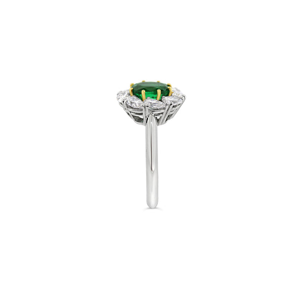 PICCHIOTTI EMERALD AND DIAMOND OVAL CUT CLUSTER RING (Image 3)