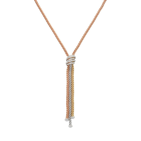 FOPE SOLO MIALUCE THREE TONE GOLD NECKLACE WITH DIAMOND RONDEL (Image 1)