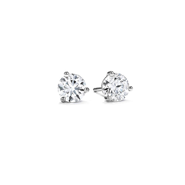 HEARTS ON FIRE 18CT WHITE GOLD THREE PRONG 1.41CT DIAMOND STUD EARRINGS (Image 1)