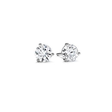 HEARTS ON FIRE 18CT WHITE GOLD THREE PRONG 1.41CT DIAMOND STUD EARRINGS