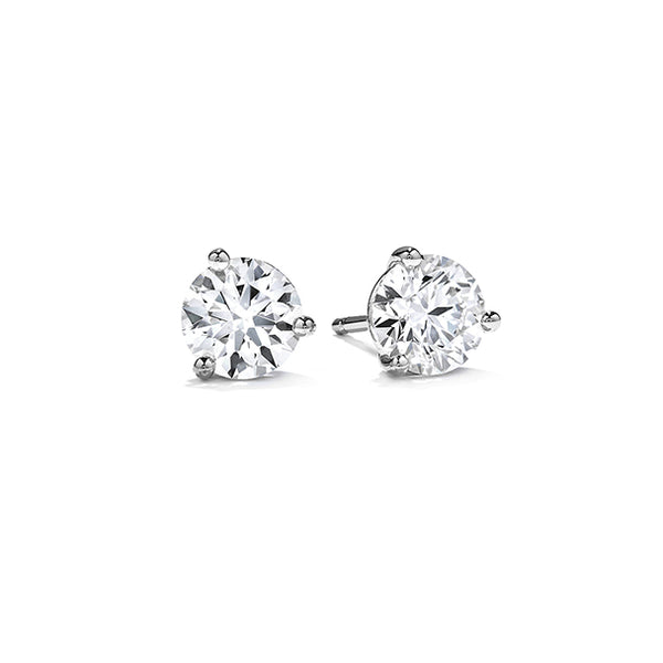 HEARTS ON FIRE 18CT WHITE GOLD THREE PRONG 1.425CT DIAMOND STUD EARRINGS (Image 1)