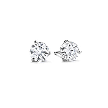 HEARTS ON FIRE 18CT WHITE GOLD THREE PRONG 1.425CT DIAMOND STUD EARRINGS
