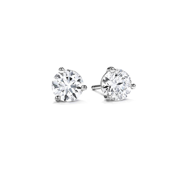 HEARTS ON FIRE 18CT WHITE GOLD THREE PRONG 2.28CT DIAMOND STUD EARRINGS (Image 1)