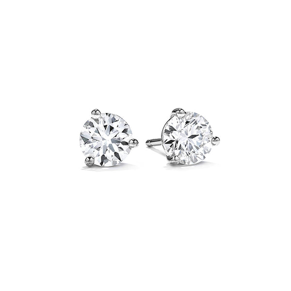 HEARTS ON FIRE 18CT WHITE GOLD THREE PRONG 2.047CT DIAMOND STUD EARRINGS (Image 2)