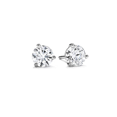 HEARTS ON FIRE 18CT WHITE GOLD THREE PRONG 2.047CT DIAMOND STUD EARRINGS