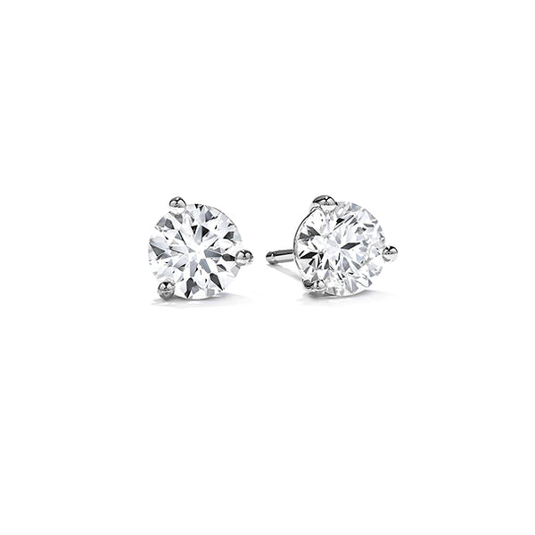 HEARTS ON FIRE 18CT WHITE GOLD THREE PRONG 3.04CT DIAMOND STUD EARRINGS (Image 2)