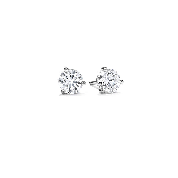 HEARTS ON FIRE 18CT WHITE GOLD THREE PRONG 0.50CT DIAMOND STUD EARRINGS (Image 1)