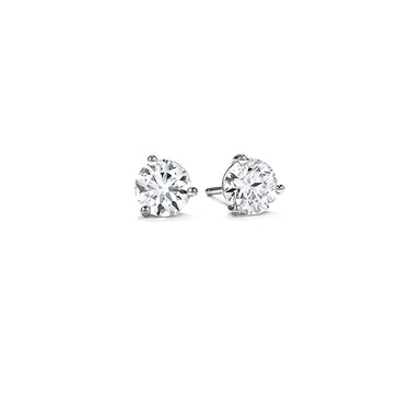 HEARTS ON FIRE 18CT WHITE GOLD THREE PRONG 0.50CT DIAMOND STUD EARRINGS